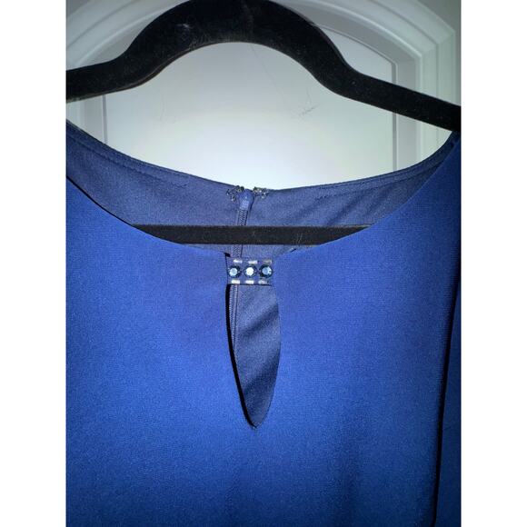 ALEX EVENINGS NEW Navy Long Embellished Keyhole Dress Size 10 - Picture 5 of 9